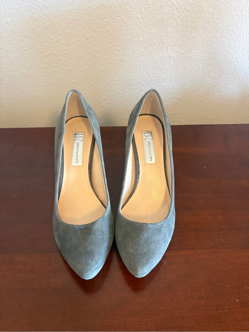 INC International Concepts Gray Suede Pointed-Toe Pumps - Classic Style